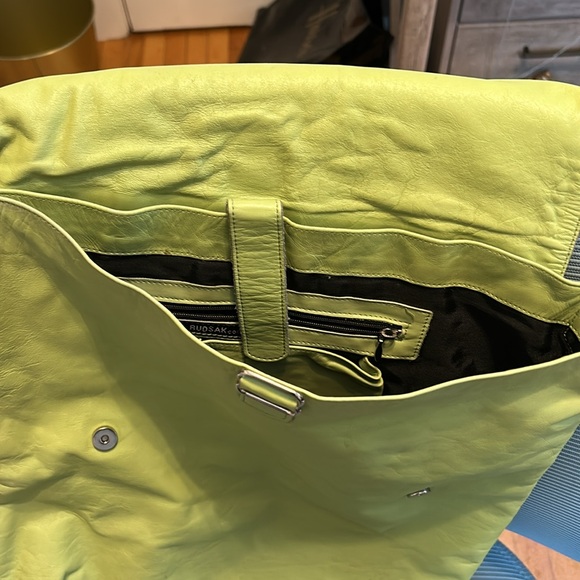 Vintage Rudsak leather tote bag in bright green - Picture 13 of 14